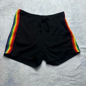 SHEIN Rainbow Stripe Side Drawstring Shorts